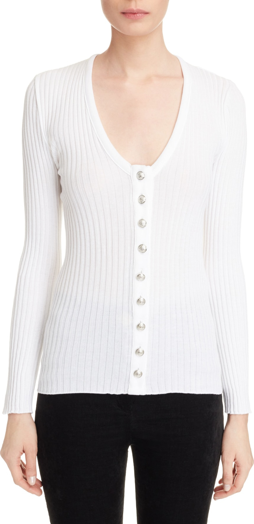 Balmain Button Front Knit Top