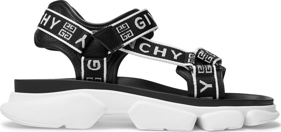 Givenchy Jaw Logo-Jacquard Webbing and Faux Leather Sandals