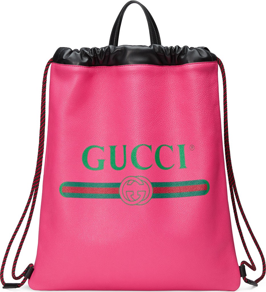 Gucci Gucci-Print Leather Drawstring Backpack