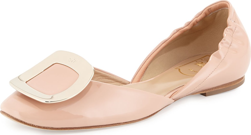 Roger Vivier Ballerine Chips Patent d'Orsay Flat, Nude