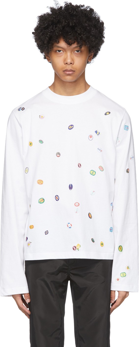 Botter White Fruit Stickers Long Sleeve T-Shirt