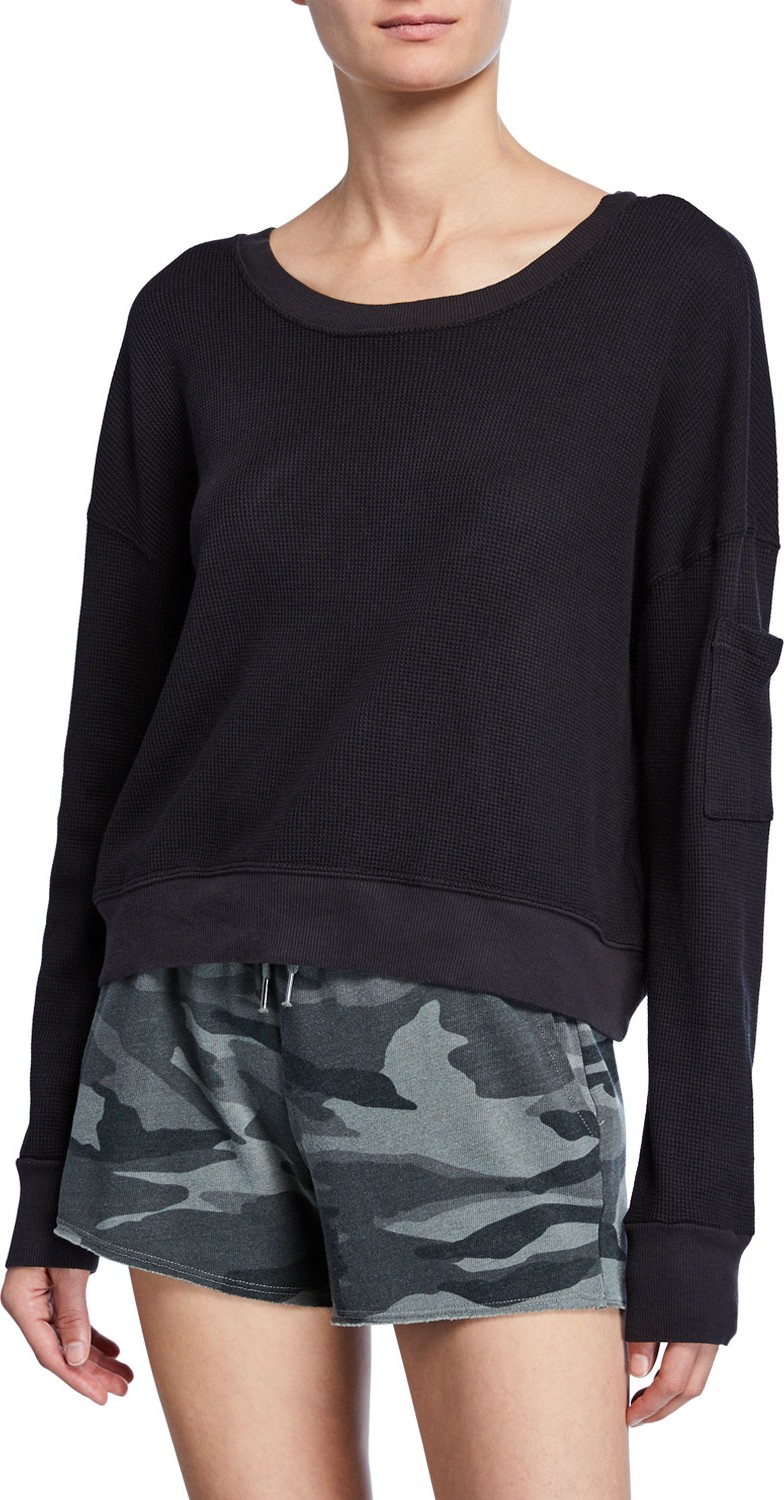 Splendid Thermal Academy Sweatshirt, Black