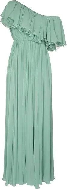 Giambattista Valli one shoulder ruffle silk gown