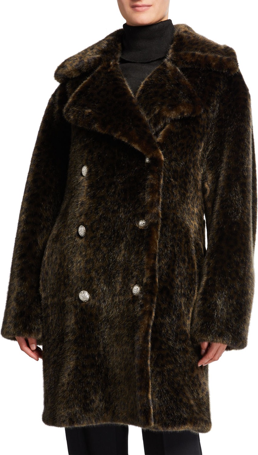 Faz Not Fur Leopard Faux Fur Cold Solider Coat