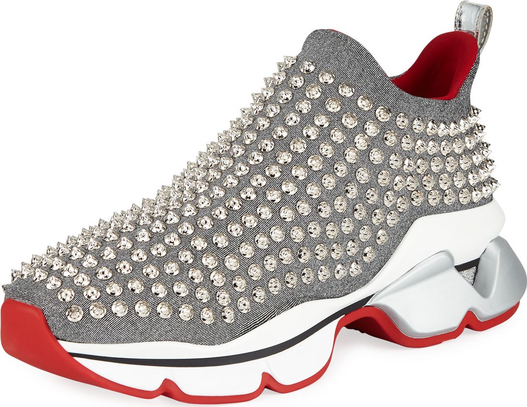 Christian Louboutin Spiky Sock Donna Flat Red Sole Sneakers