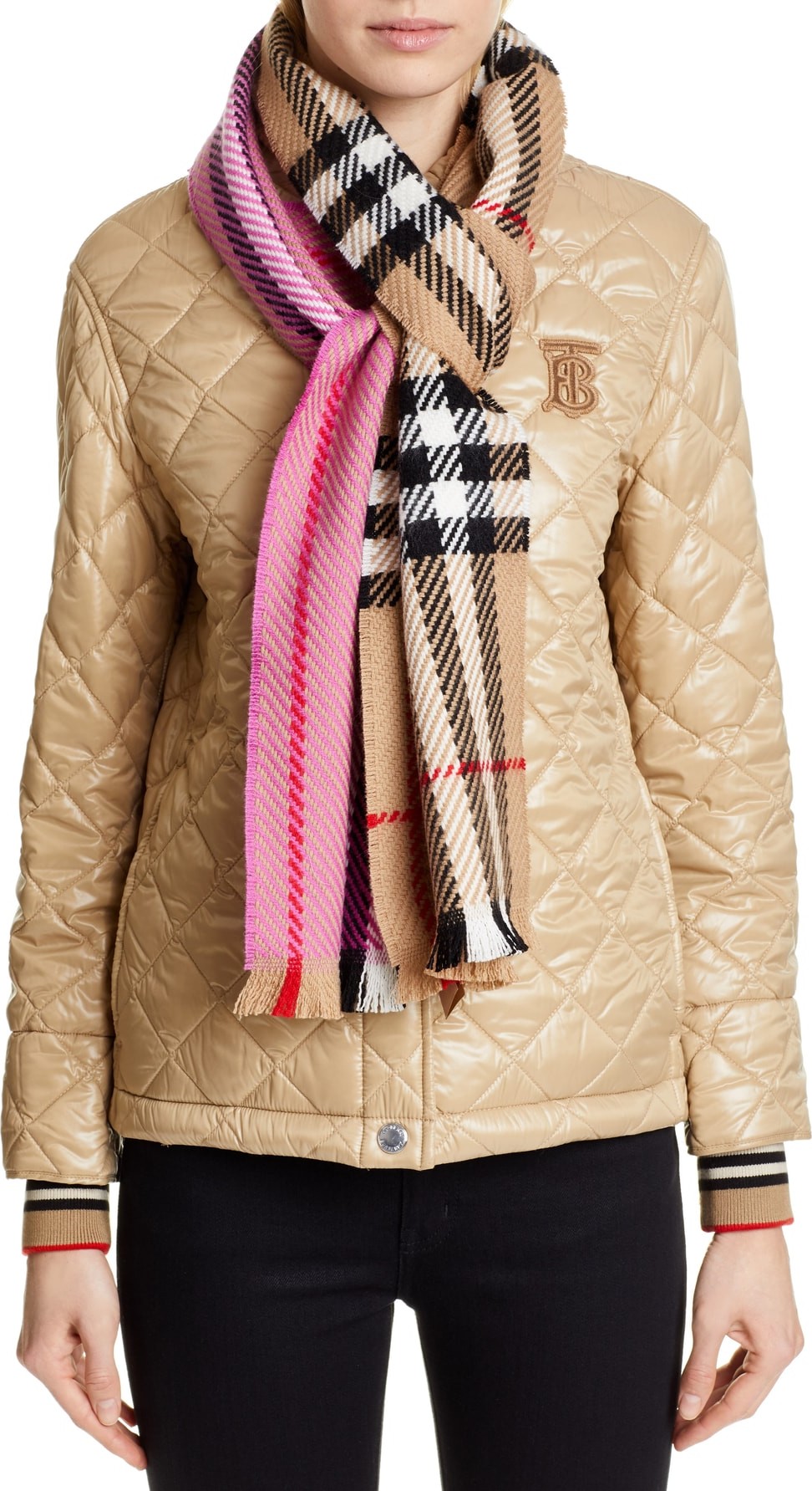 Burberry London England Colorblock Giant Check Wool Scarf