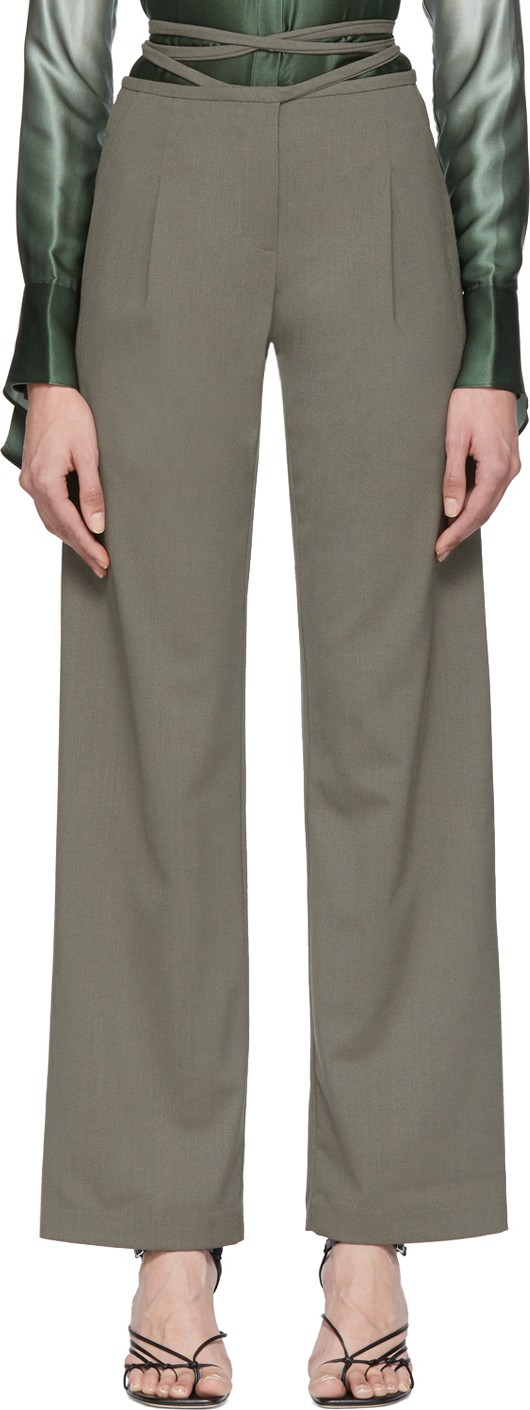 Christopher Esber Khaki Wide-Leg Trousers