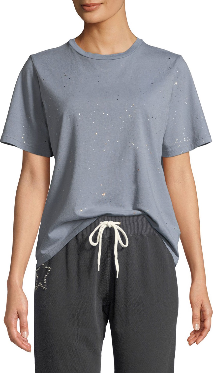 MONROW Oversized Crewneck Tee with Foil Splatter
