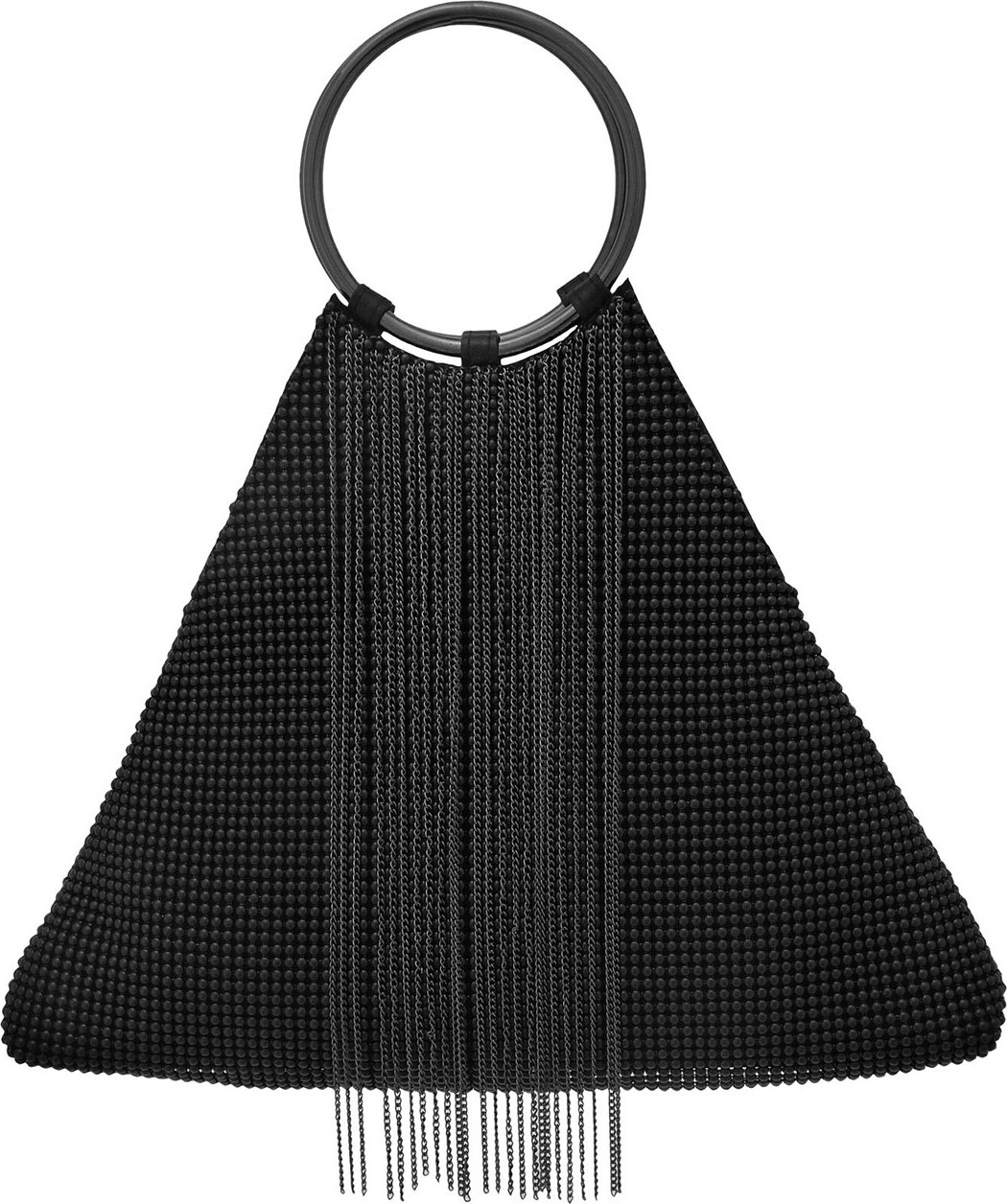 Whiting & Davis Triangle Fringe Clutch Bag