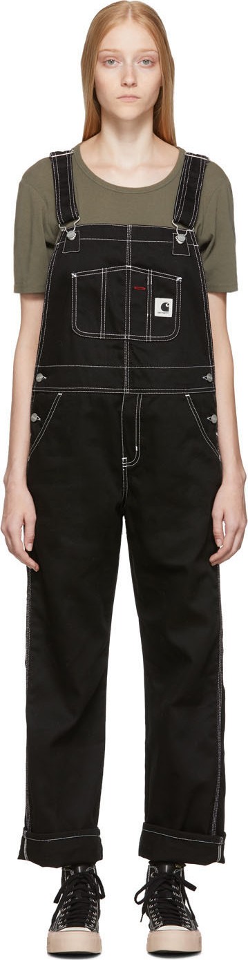 Carhartt Work In Progress Black Bib Straight Overalls