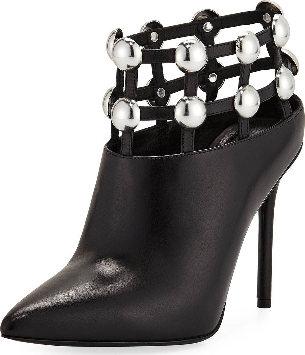 Alexander Wang Tina Leather Studded Grid Cage Bootie