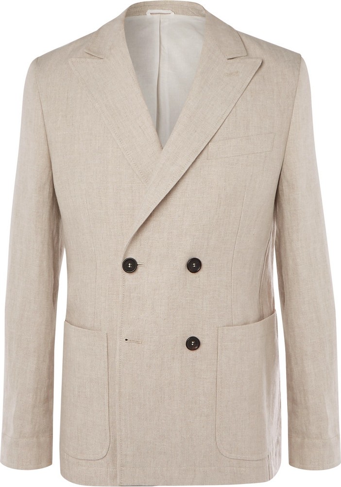 Oliver Spencer Double-Breasted Linen Blazer