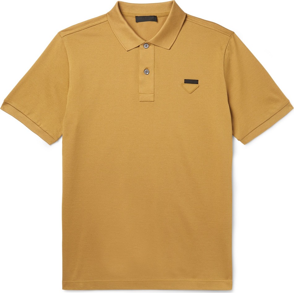 Prada Slim-Fit Logo-Appliquéd Cotton-Piqué Polo Shirt