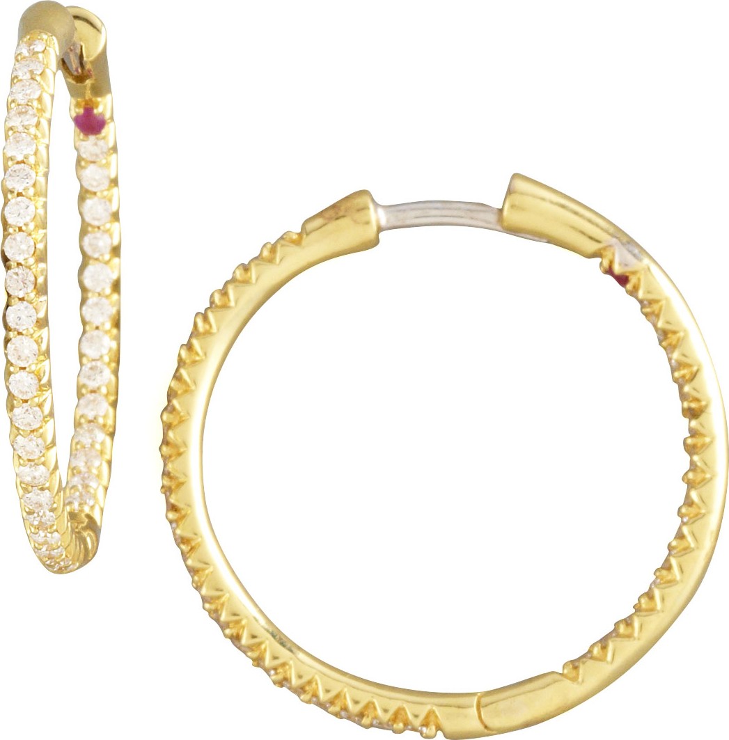 Roberto Coin Pave Diamond Hoop Earrings