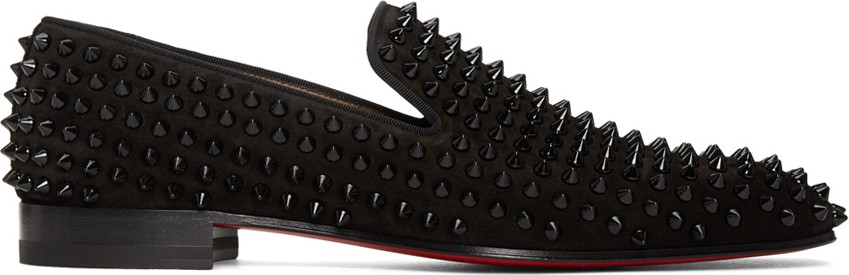 Christian Louboutin Black Suede Spikes Dandelion Loafers