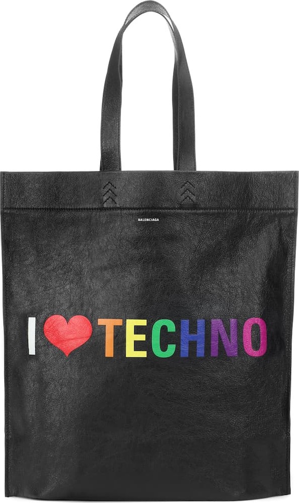 Balenciaga I Love Techno leather shopper