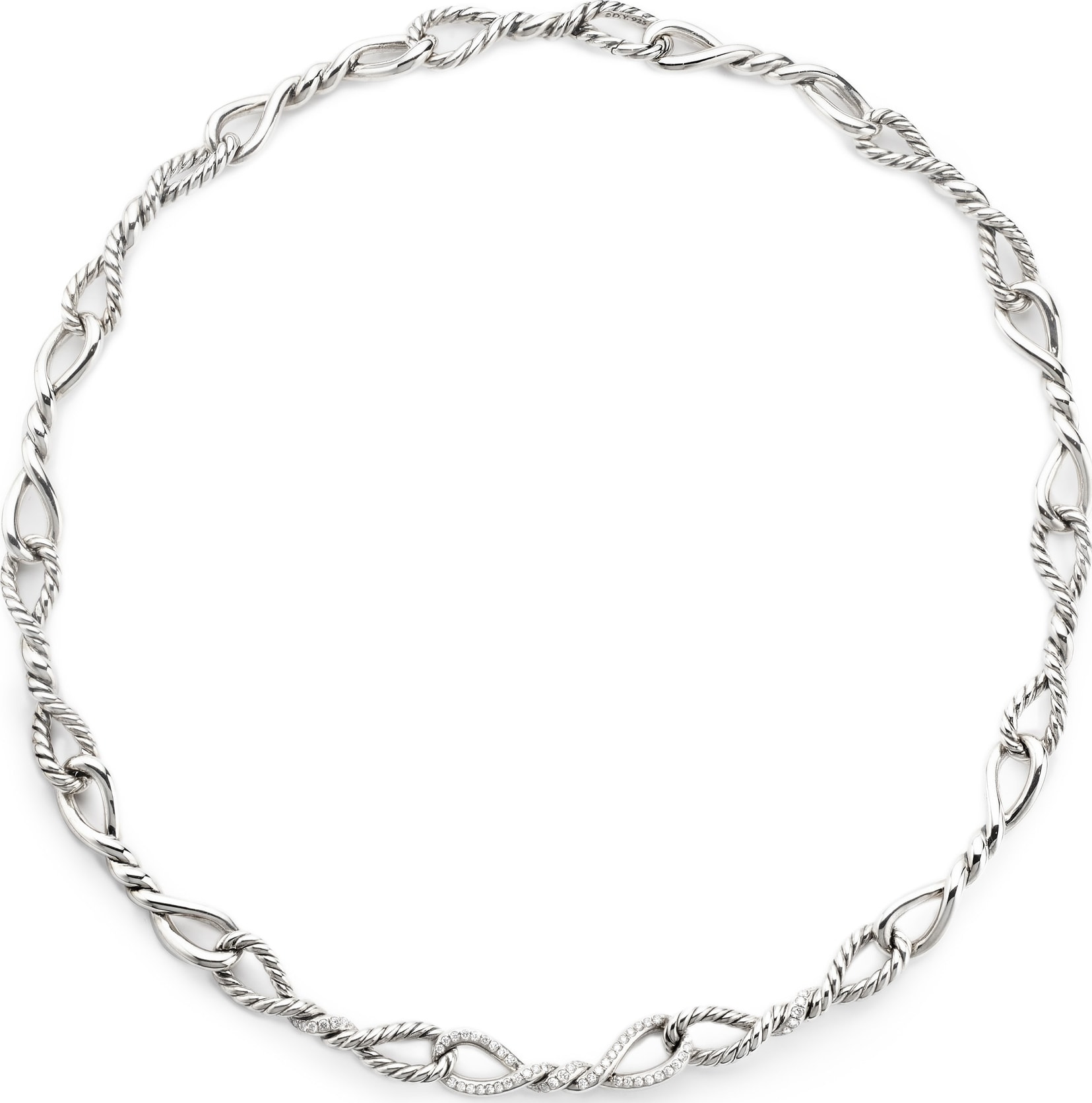David Yurman Continuance Short Linked Necklace with Diamonds