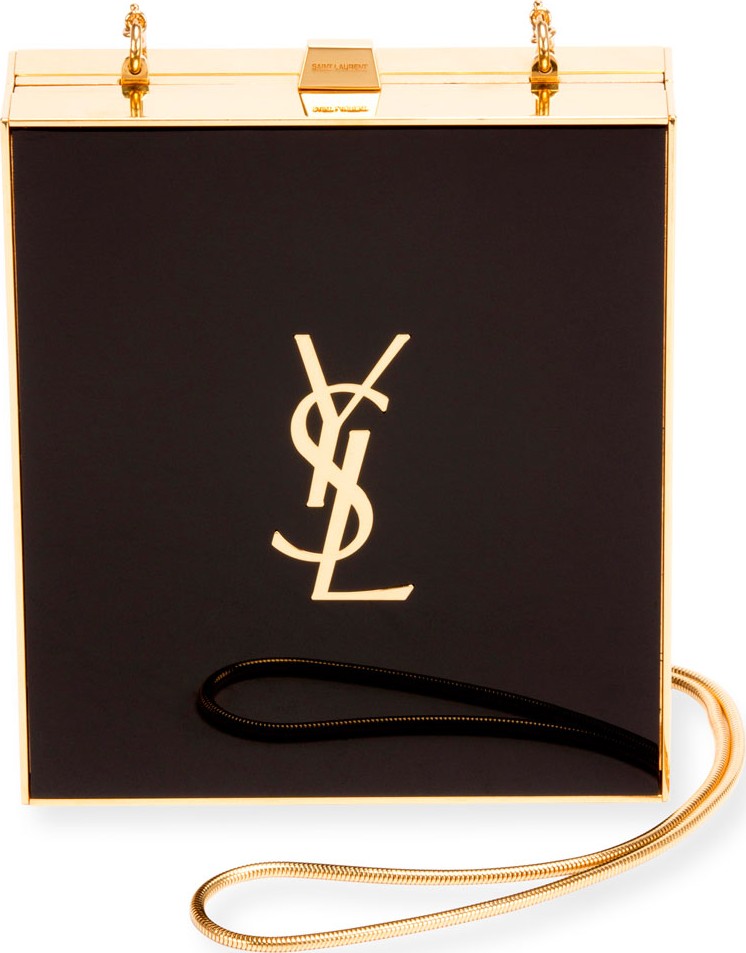 Saint Laurent Tuxedo Box Minaudiere, Black/Gold