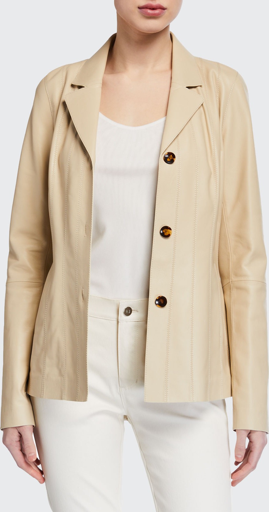 Lafayette 148 New York Warrick Plonge Lambskin Jacket