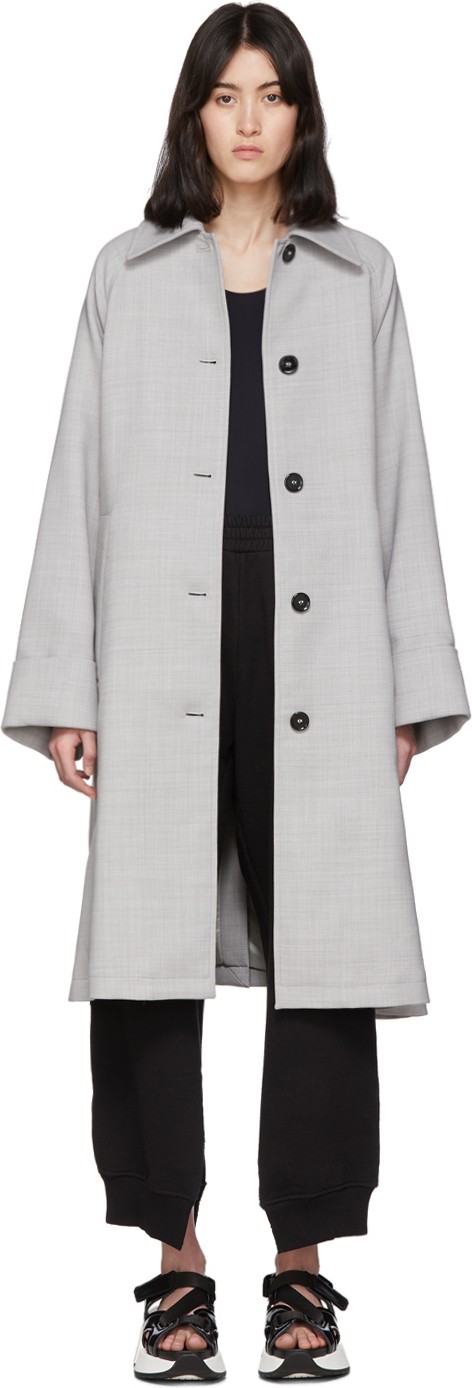 MM6 Maison Margiela Grey Wool Trench Coat