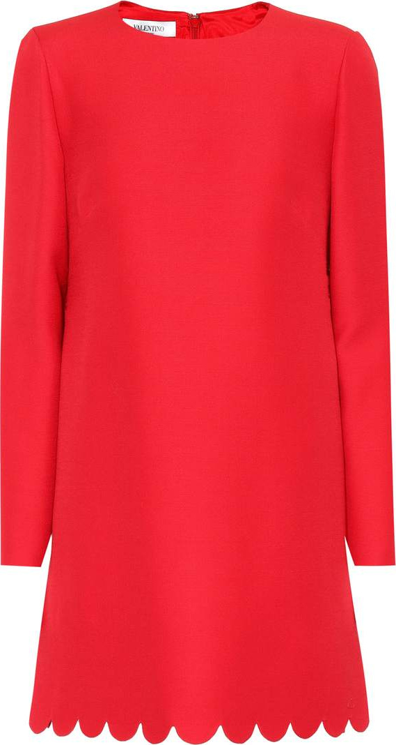 Valentino Scalloped silk and wool minidress