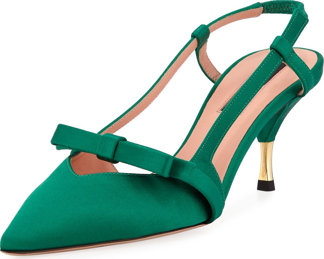 ROCHAS Satin Slingback Bow Pumps