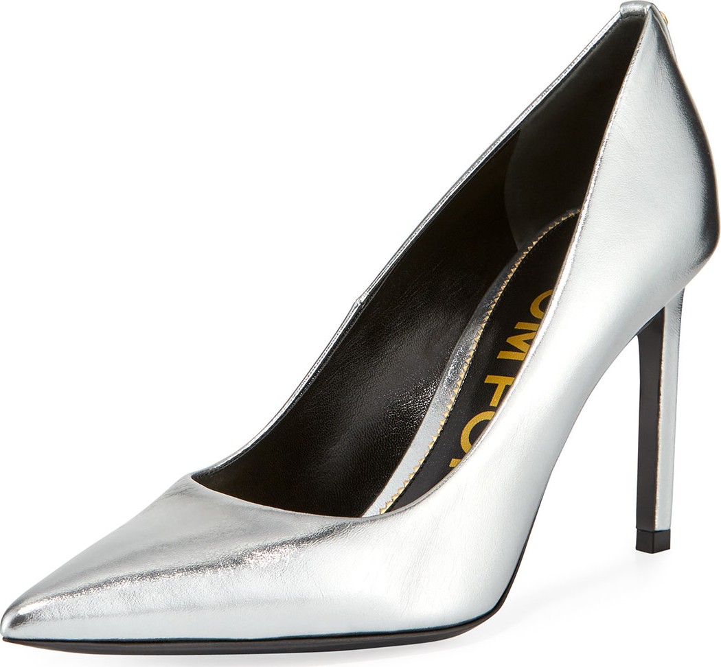 TOM FORD 85mm Metallic Leather Point-Toe Pumps
