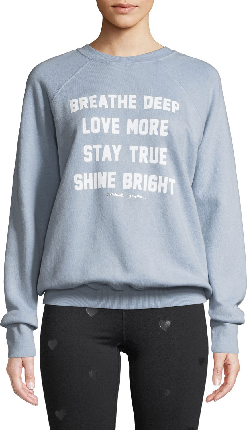 Spiritual Gangster Breathe Deep Slogan Crewneck Pullover Sweatshirt