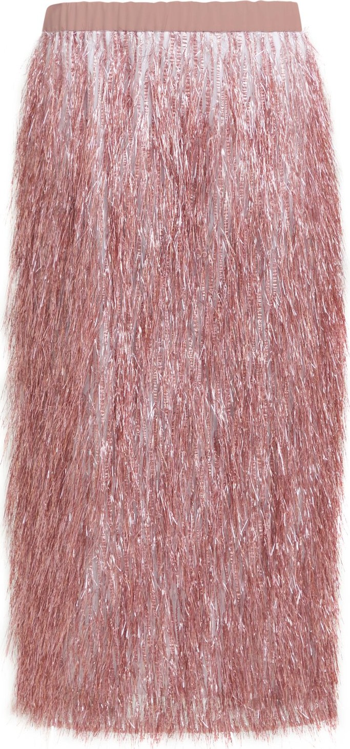 Raey Elasticated-waist tinsel midi skirt