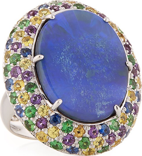 Andreoli 18k White Gold Opal & Multi-Stone Ring, Size 7