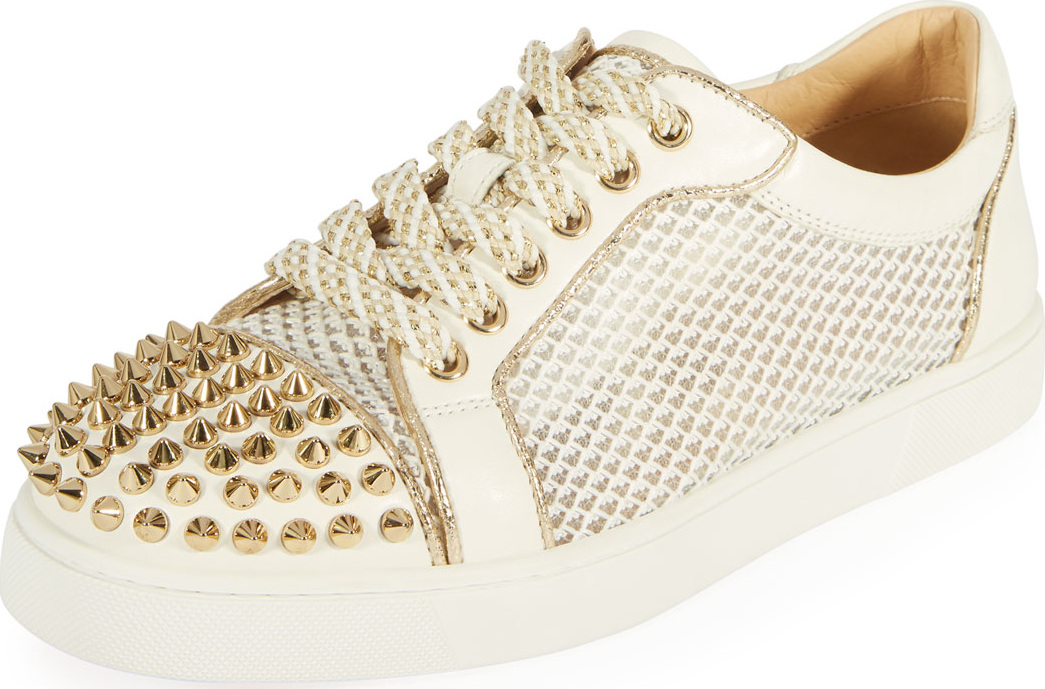 Christian Louboutin AC Viera Spikes Red Sole Low-Top Sneakers