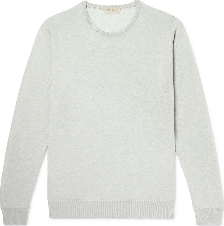 John Smedley Slim-Fit Mélange Sea Island Cotton and Cashmere-Blend Sweater
