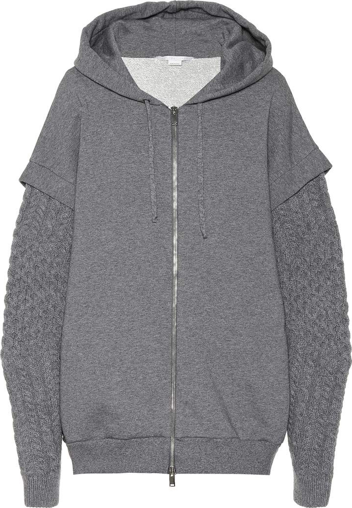 Stella McCartney Wool and alpaca trim cotton hoodie
