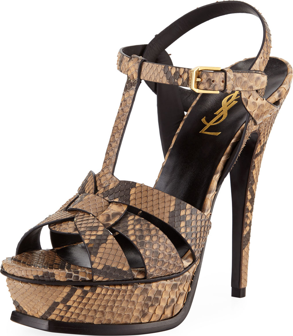 Saint Laurent Tribute Python Platform Sandals