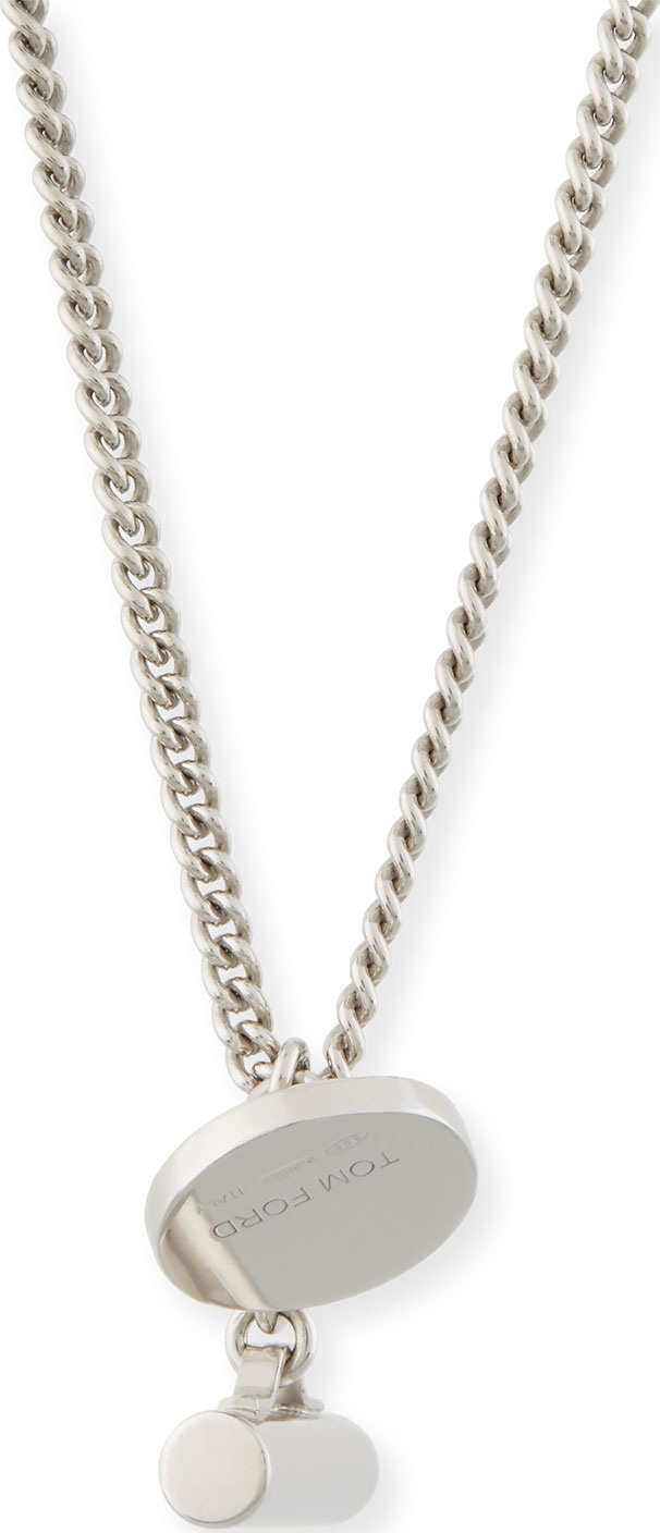 TOM FORD Men's Sterling Silver Logo Tag & Bar Necklace