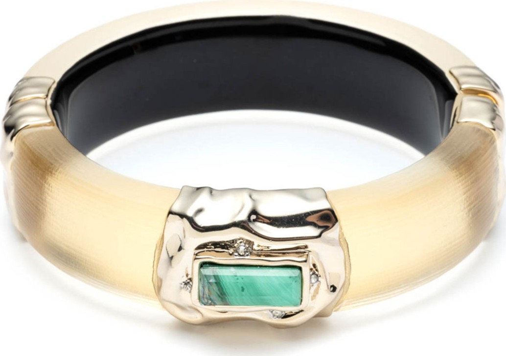 Alexis Bittar Stone Studded Crumpled Hinge Bracelet, Gold