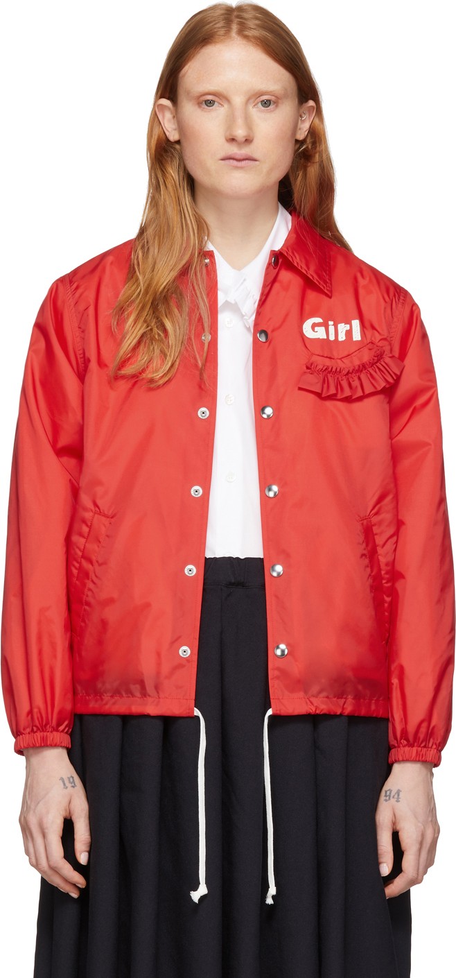 Comme Des Garçons Girl Red Logo Coaches Jacket