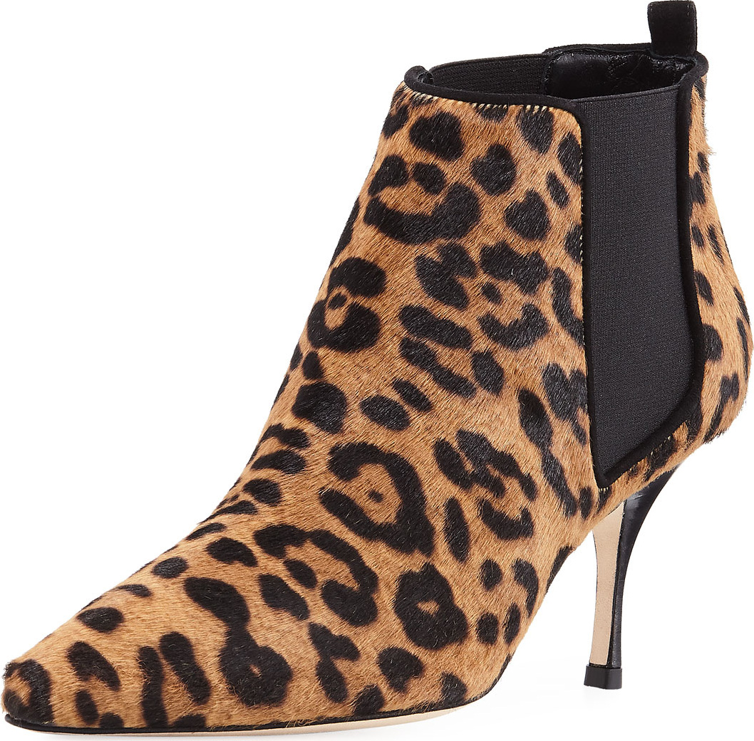 Manolo Blahnik Dildi 70mm Leopard-Print Fur Bootie