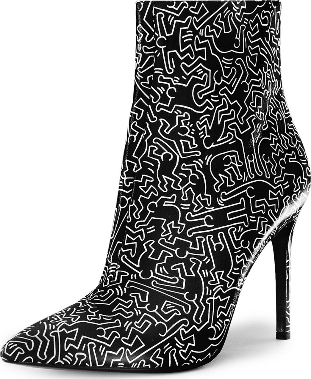 Alice + Olivia Keith Haring x Alice + Olivia Dancing Man Leather Booties Alice + Olivia Keith Haring x Alice + Olivia Dancing Man Leather Booties