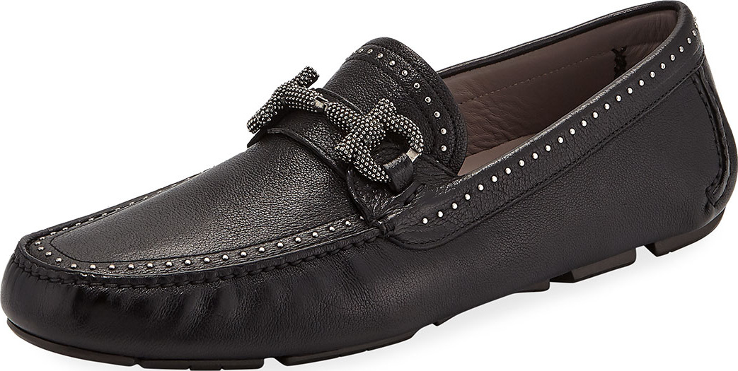 Salvatore Ferragamo Men's Parigi Studded Leather Driver