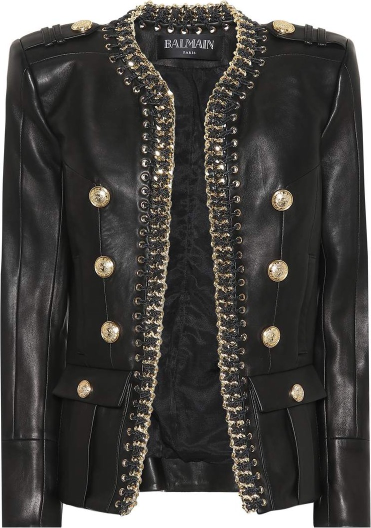 Balmain Embellished leather jacket