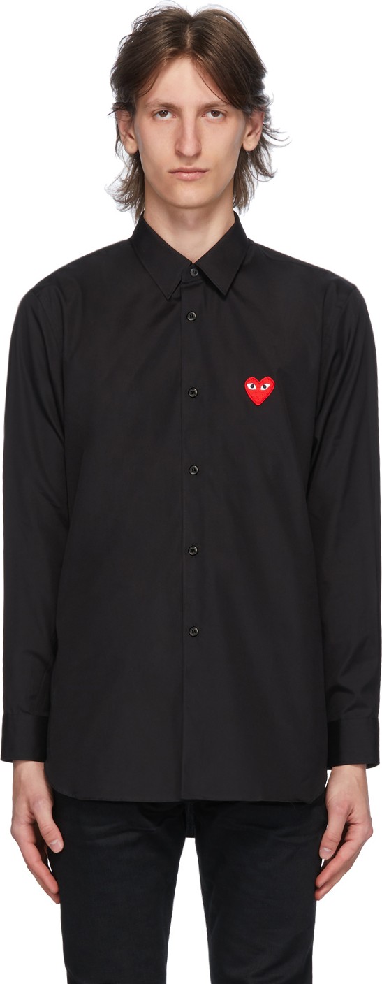 Comme Des Garcons PLAY Black & Red Heart Patch Shirt