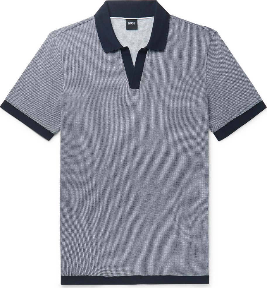 HUGO BOSS Slim-Fit Textured-Knit Cotton Polo Shirt