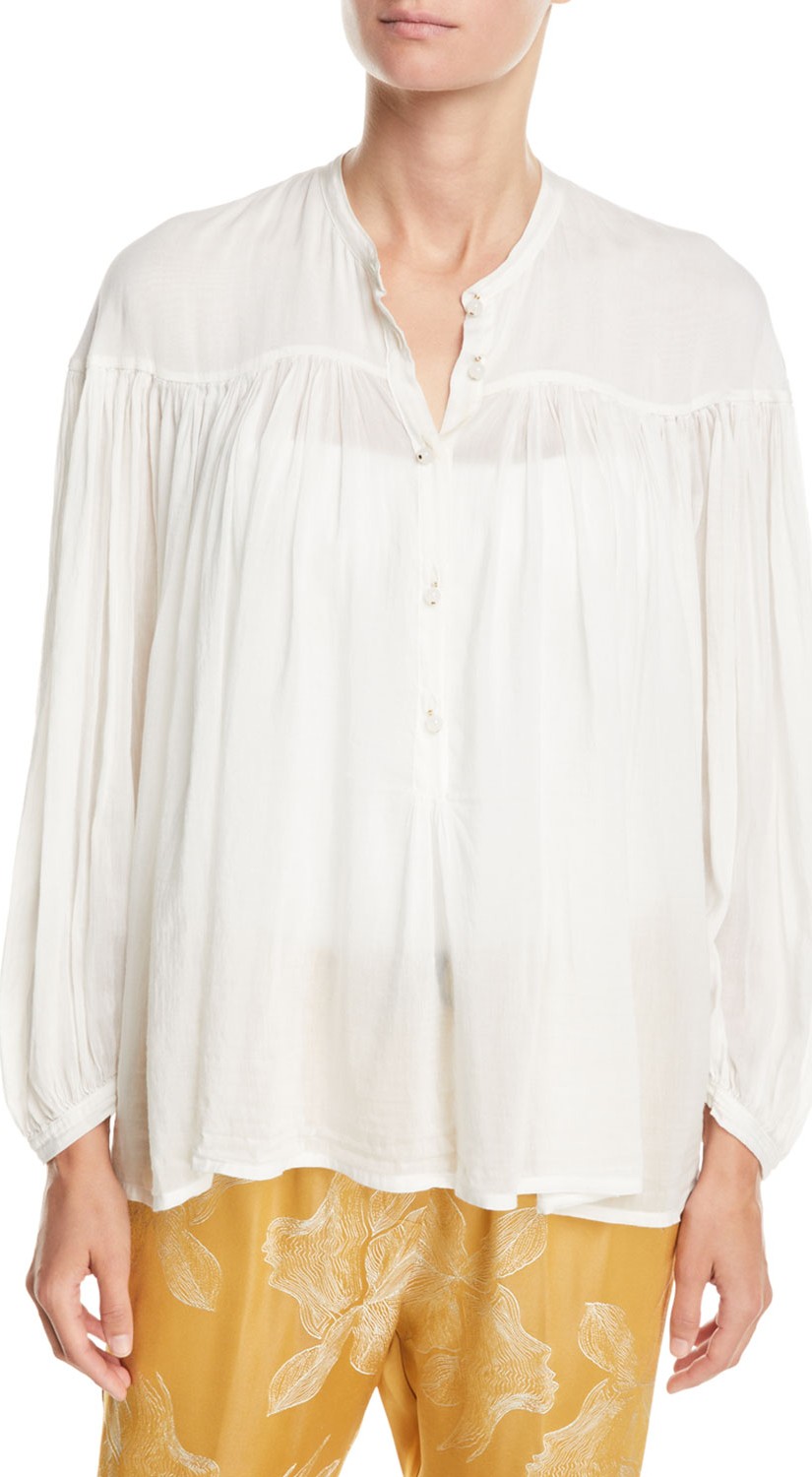 Forte Forte Bohemian Cotton-Silk Voile Button-Front Shirt