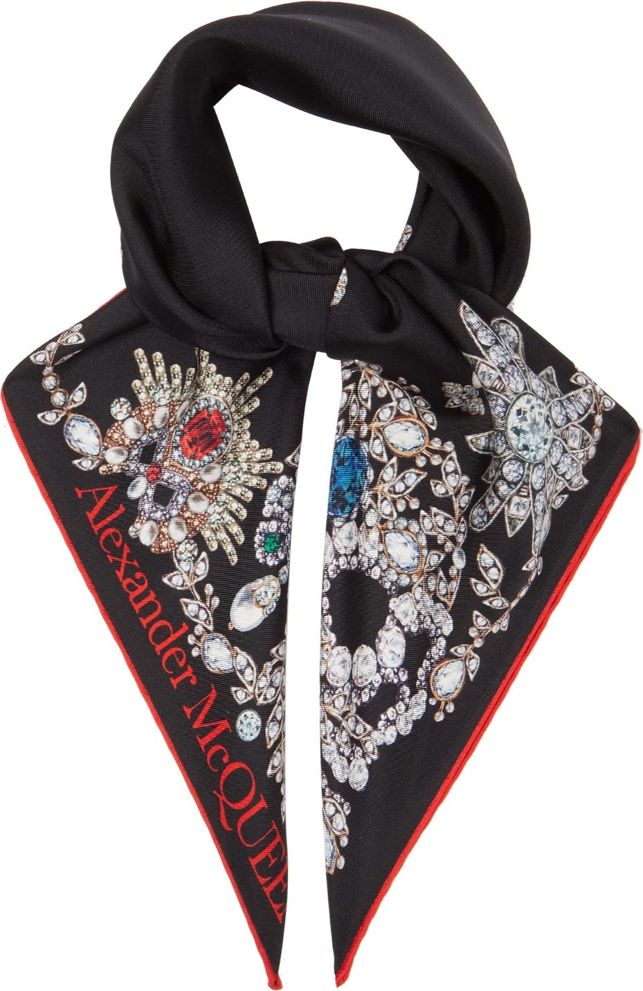 Alexander McQueen Jewel-print silk-faille scarf