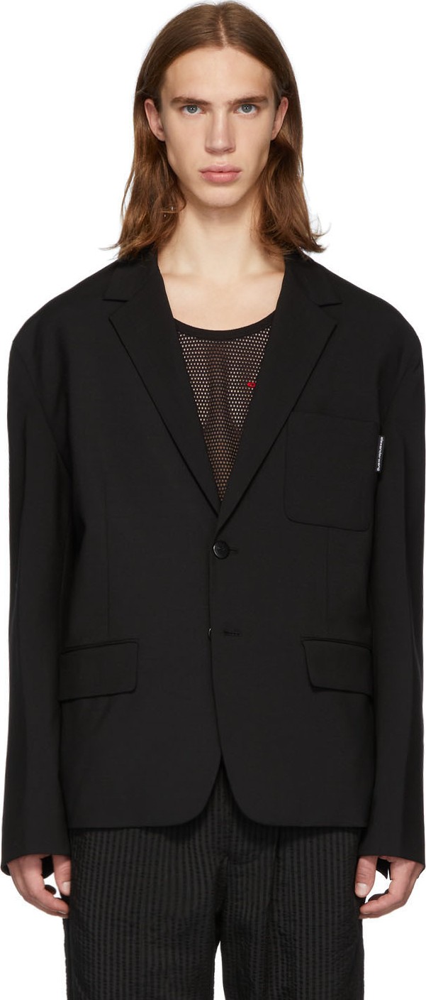 Alexander Wang Black Oversize Stretch Mohair Blazer