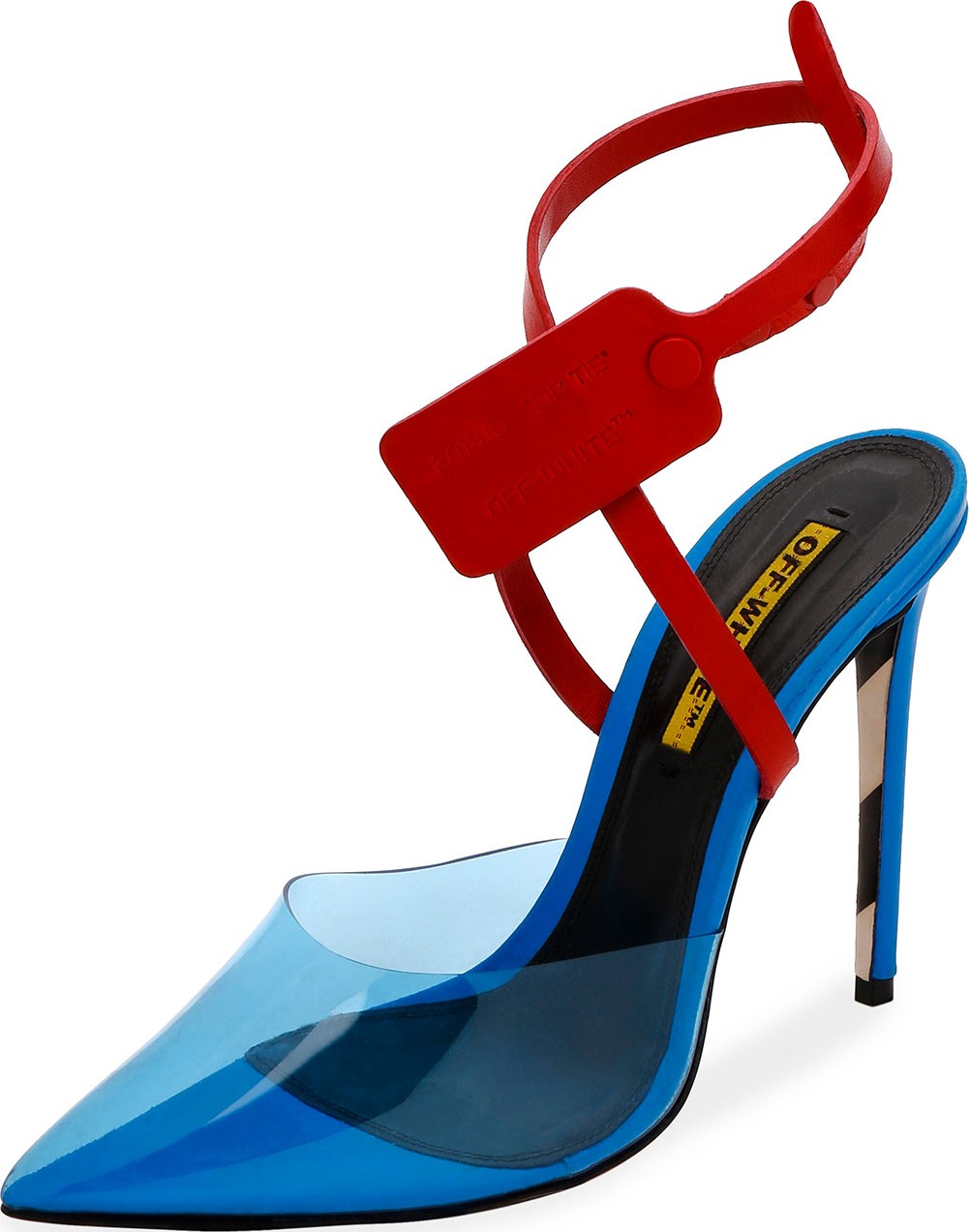 Off White Zip-Tie Colorblock Mule Pumps