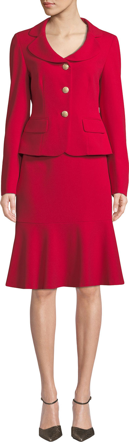 Albert Nipon Two-Piece Jacket & Flounce Skirt Set