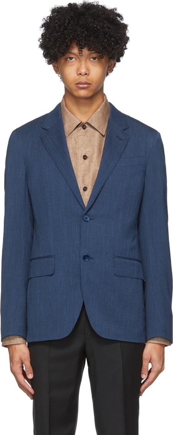 Ermenegildo Zegna Blue Wool & Linen Blazer