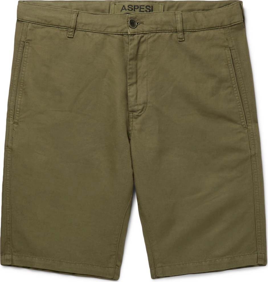 Aspesi Cotton and Linen-Blend Twill Shorts